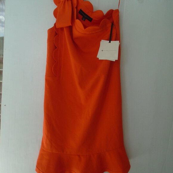 Victoria Beckham for Target Womens One Shoulder Scallop Bow Dress Size S Orange - Picture 4 of 6